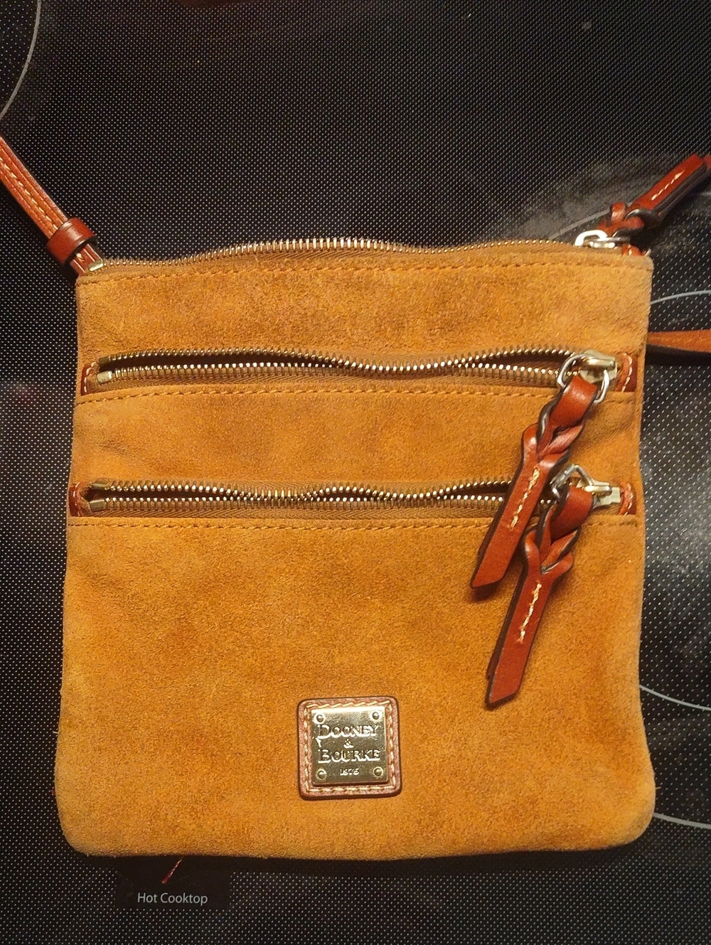 Dooney & Bourke Suede Crossbody Bag in Cognac Tan